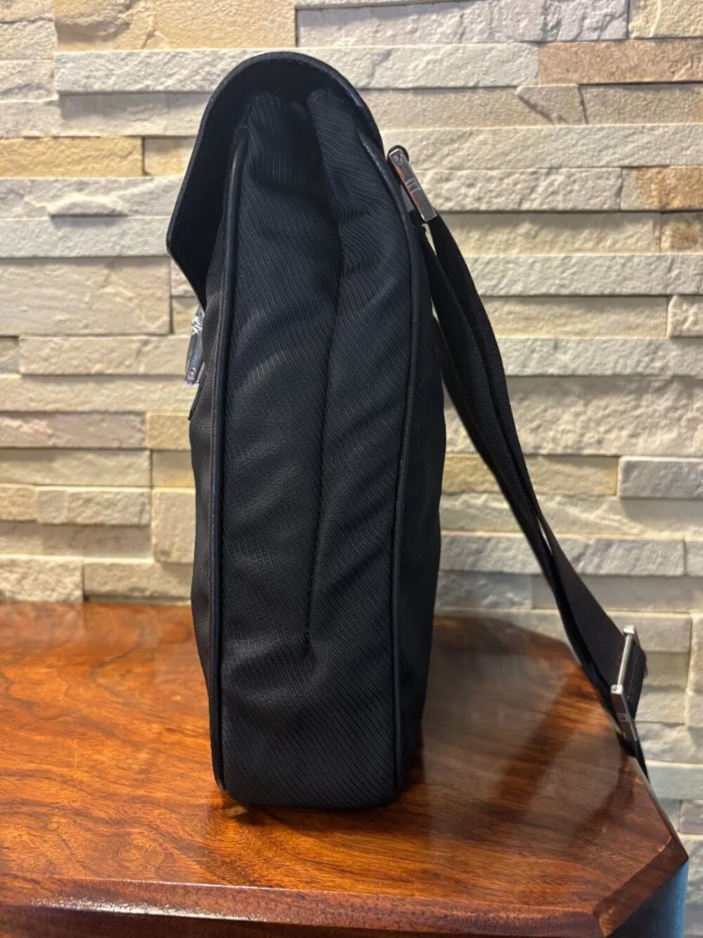 Vintage Dunhill Black Tech Nylon & Leather Crossbody Bag and dust bag
